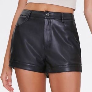 Forever 21 black faux leather high waisted short